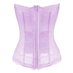 Women's Boned Corset Top Lingerie Bridal Underbust Low Back Waist Belt, Purple