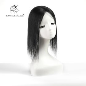 Blonde  Natural Black Hand Tied Real Human Hair Toppers For Women (Color: Black)