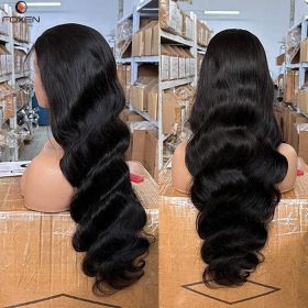 Wig Human Hair Body Wave Lace Front Wigs Wholesale Glueless Hd Lace Frontal Wigs For Black Women (Option: Black-16Inches-13X4CM)
