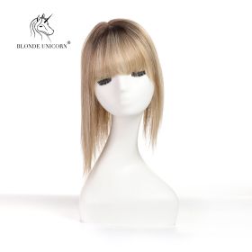 Blonde  Ombre Light Brown Hand Made Real Human Hair Toppers For Women (Option: Golden)