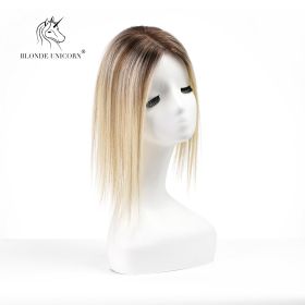 BlondeRooted Bleach Blonde Hand-Tied Real Human Hair Toppers For Women (Option: Golden)