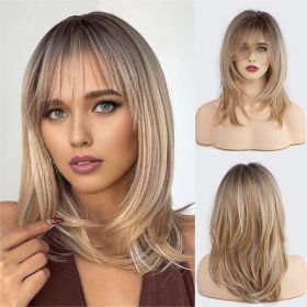 Blonde Wig Long Curly Hair Non-toxic Wig, Shoulder-length Heat-resistant, Synthetic Wig Bangs, 20 Inches , Suitable For The Whole Scene. (Option: Blonde-20inch)