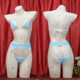 Sexy Lingerie Lolita Kawaii Mini Bikini Japanese Anime Cosplay Underwear Set Naughty Erotic Highcut Backless Women Costumes (Color: Navy Blue, size: One Size)