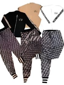 Chic Two Pieces Long Sleeve Top With Front Zipper & Jegging (Color: Beige, size: large)