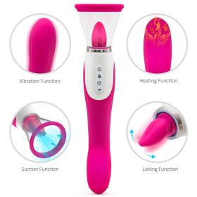 Fashion Sexy G Spott Female massage jacket2 in 1 Clitorial Stimulation Rose Shape toy for Women Funny Suction  Licking Toys Women Suck Clitorial (Color: Red)