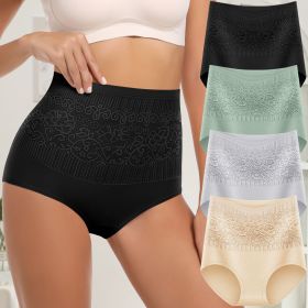 Plus Size Full Coverage Ladies Briefs Women's Panties 4 Pack Sets High Rise Slimming Tight Nylon Womens Panties Knickers (Color: 4 pack multi color, size: S)